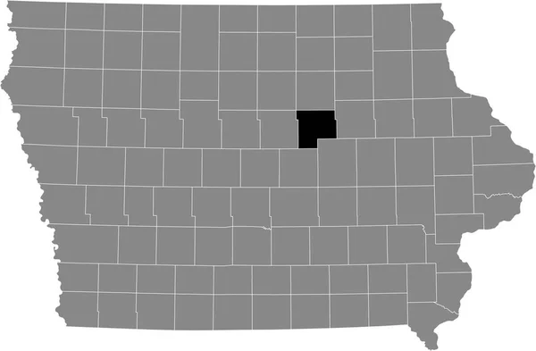 美国爱荷华州Grundy县灰色地图内的黑色醒目位置图 — 图库矢量图片