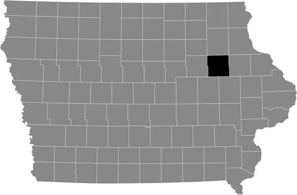 Iowa Federal Eyaleti Nin Gri Haritasında Buchanan Lçesi Nin Siyah — Stok Vektör