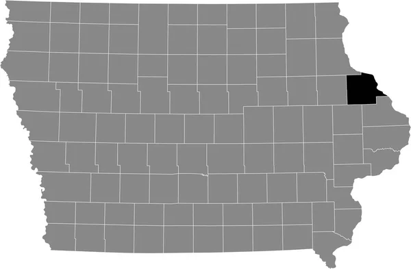 美国爱荷华州内的杜布克县灰色地图上的黑色醒目位置图 — 图库矢量图片