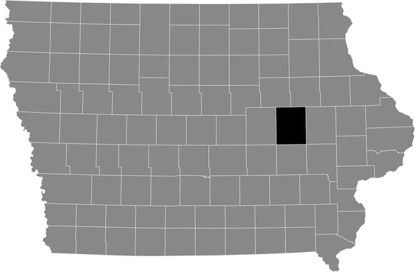 Zwart Gemarkeerde Locatiekaart Van Benton County Grijze Kaart Van Federale — Stockvector