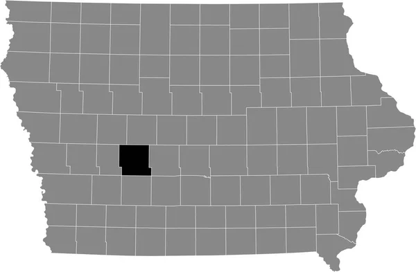 美国爱荷华州内的格思里县灰色地图中的黑色突出显示的位置图 — 图库矢量图片
