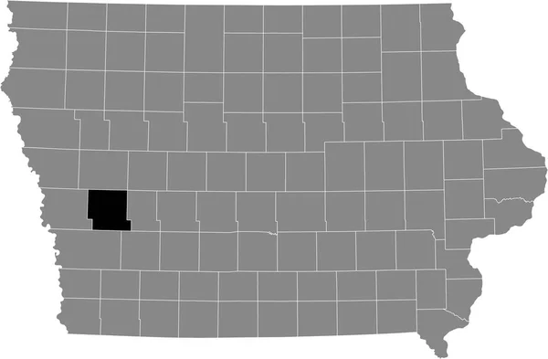 Czarny Podkreślono Mapę Lokalizacji Hrabstwa Shelby Wewnątrz Szarej Mapy Kraju — Wektor stockowy