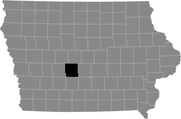 美国爱荷华州达拉斯县灰色地图内的黑色醒目位置图 — 图库矢量图片