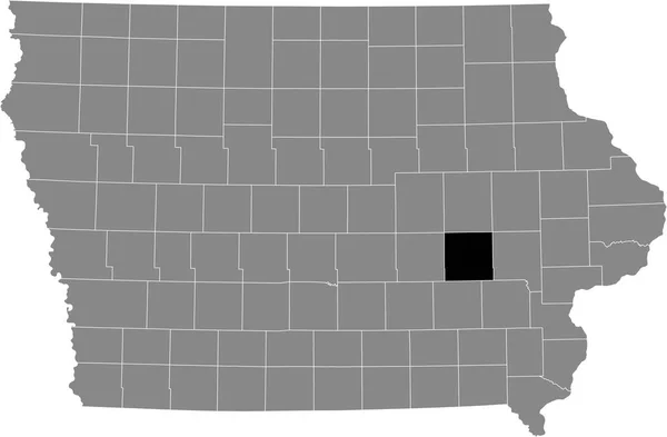 Iowa Eyaletinin Iowa Federal Eyaleti Nin Gri Haritasında Siyah Vurgulanmış — Stok Vektör