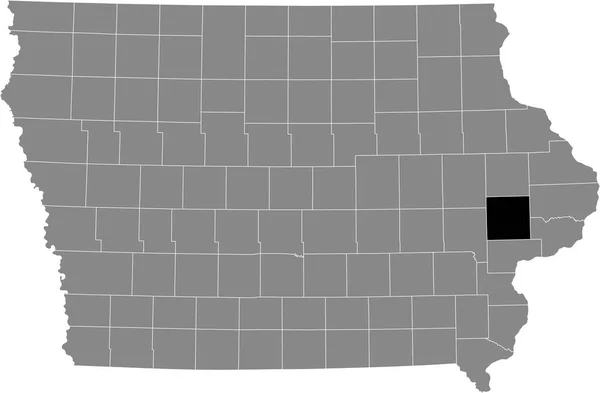 美国爱荷华州Cedar县灰色地图内的黑色醒目位置图 — 图库矢量图片