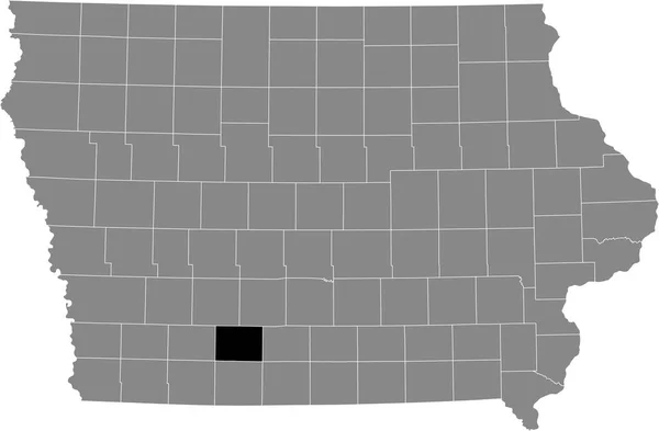 美国爱荷华州联邦县灰色地图内的黑色醒目位置图 — 图库矢量图片