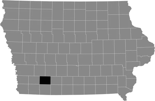 Iowa Federal Eyaleti Nin Gri Haritasında Adams County Nin Siyah — Stok Vektör