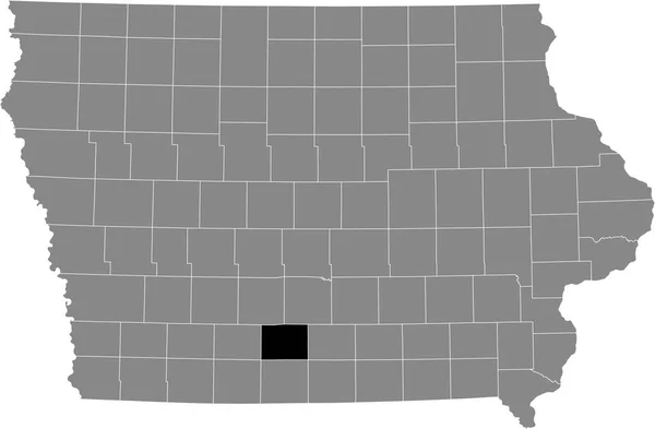 Iowa Federal Eyaleti Nin Gri Haritasında Clarke County Nin Siyah — Stok Vektör