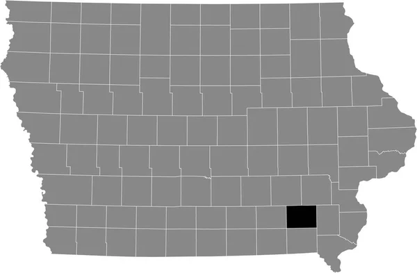 Zwart Gemarkeerde Kaart Van Locatie Van Jefferson County Grijze Kaart — Stockvector