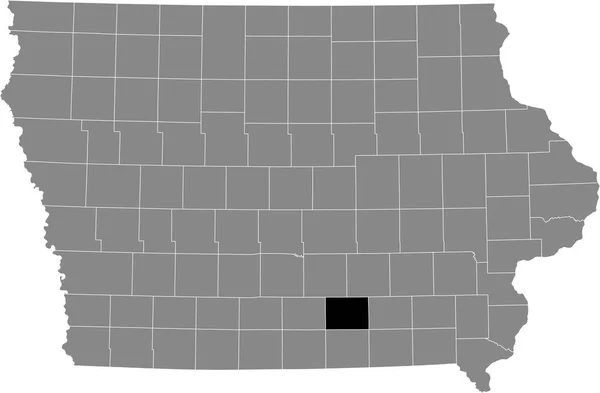 Iowa Federal Eyaleti Nin Gri Haritasında Monroe County Nin Siyah — Stok Vektör