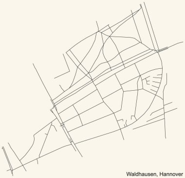 Almanya 'nın Hanover bölgesinin Waldhausen ilçesinin klasik bej arka plan haritası