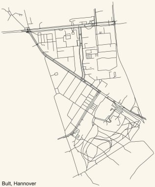 Almanya 'nın Hanover eyaletinin çeyrek Bult ilçesinin klasik bej arka planında siyah basit ayrıntılı yol haritası