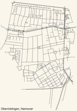 Almanya 'nın Hanover eyaletinin Oberricklingen ilçesinin klasik bej arka plan haritası