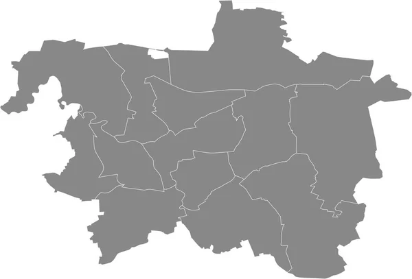 Простая Серая Векторная Карта Белыми Границами Районов Ганновера Германия — стоковый вектор
