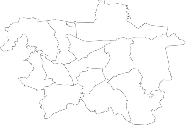 Simple Blank White Vector Map Black Borders Districts Hanover Germany — 스톡 벡터