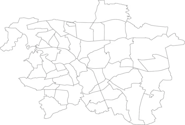 Simple Mapa Vectorial Blanco Blanco Con Bordes Negros Los Distritos — Archivo Imágenes Vectoriales