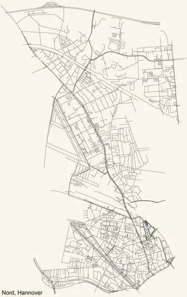 Black Simple Detailed Street Roads Map Vintage Beige Background Quarter — 스톡 벡터
