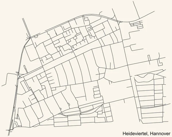 Карта Дорог Черного Цвета Старинном Бежевом Фоне Квартала Heideviertel Borough — стоковый вектор