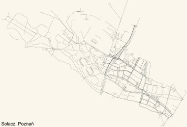 Polonya Poznan 'ın çeyrek Soacz bölgesinin klasik bej arka plan haritası