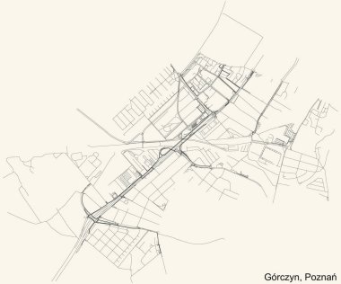 Polonya Poznan 'ın çeyrek Grczyn bölgesinin klasik bej arka plan haritası