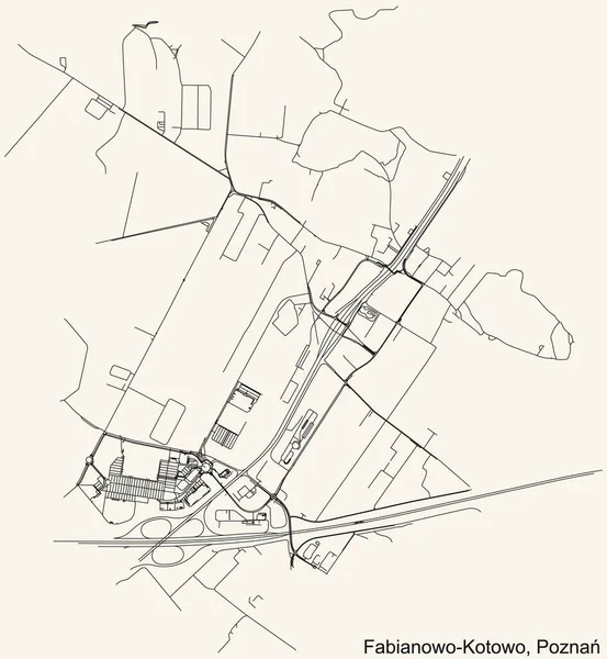 Carte Routière Noire Simple Détaillée Sur Fond Beige Vintage Quartier — Image vectorielle