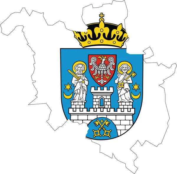 Mapa Simple Bandera Administrativa Vectorial Ciudad Capital Poznan Polonia — Vector de stock