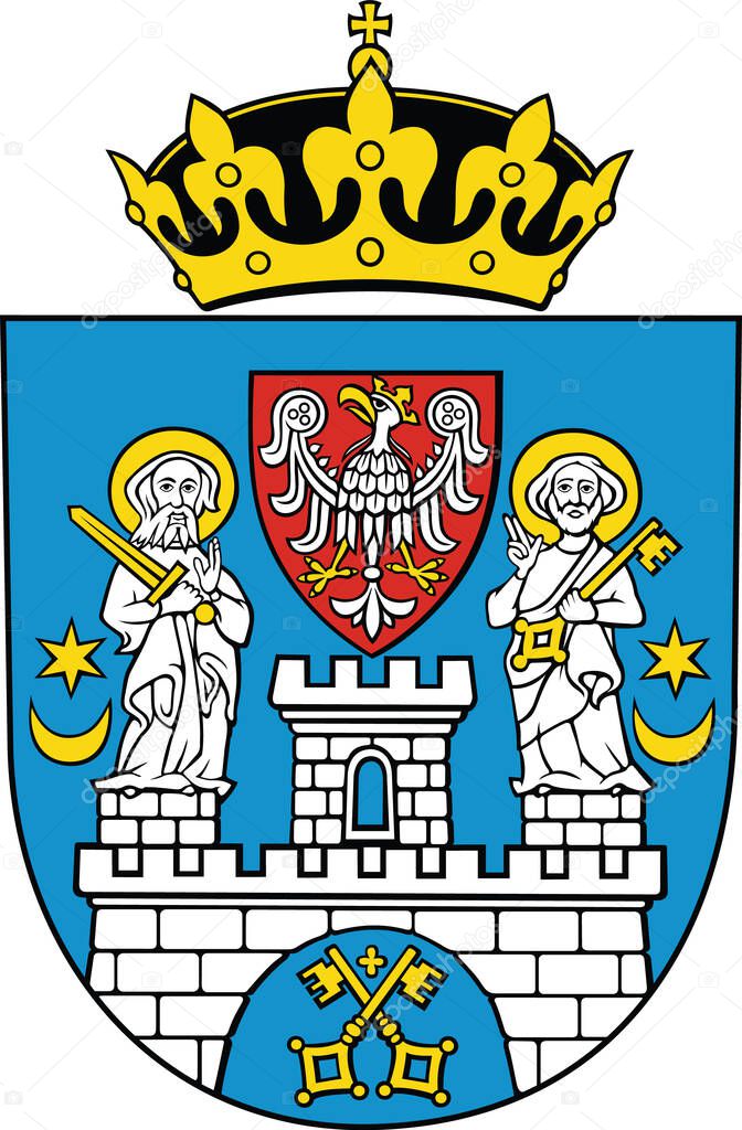 Vector coat of arms illustration of the Polish regional capital city of Poznan, Poland