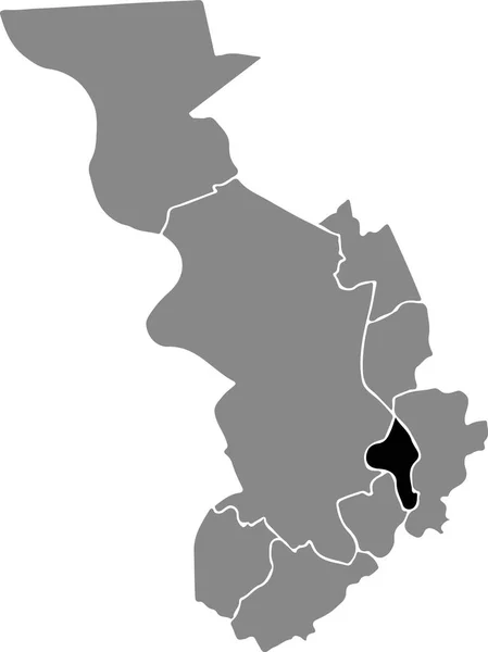 Schwarze Lagekarte Des Bezirks Antwerpener Borgerhout Innerhalb Der Belgischen Regionalhauptstadt — Stockvektor