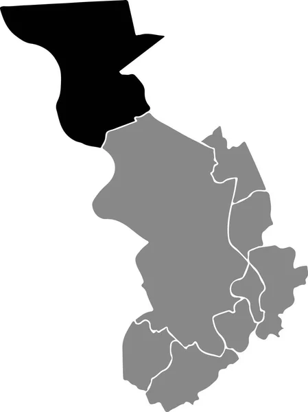 Czarna Mapa Lokalizacji Okręgu Berendrecht Zandvliet Lillo Antwerpii Belgia — Wektor stockowy