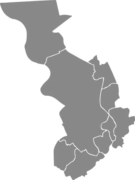 Egyszerű Szürke Vektortérkép Antwerpen Belgium Kerületeinek Fehér Határaival — Stock Vector