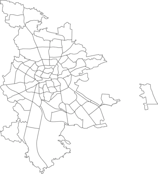 ドイツのニュルンベルクの統計地区の黒い境界線のあるシンプルな白いベクトルマップ — ストックベクタ
