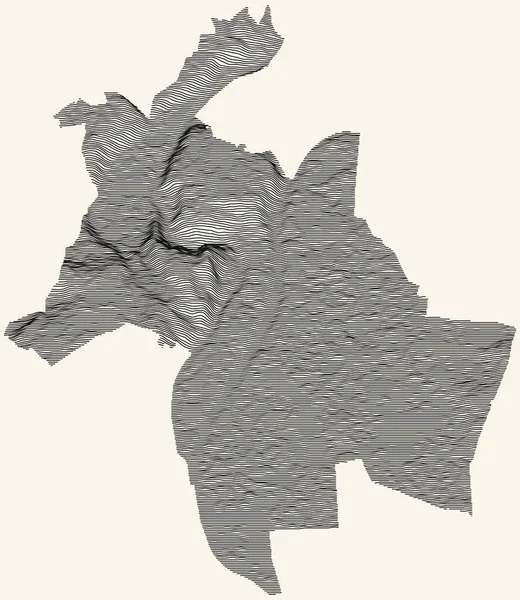 Topografická Mapa Lyonu Francie Černými Obrysovými Liniemi Béžovém Pozadí — Stockový vektor