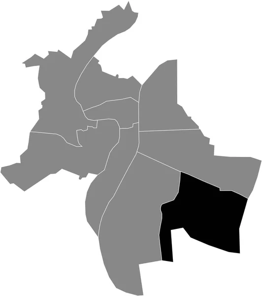 Mappa Nera Dell Viii Arrondissement Lyonnais All Interno Della Capitale — Vettoriale Stock