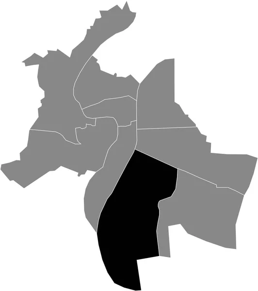 Mapa Ubicación Negro Del Distrito Del Distrito Lyonnais Dentro Capital — Archivo Imágenes Vectoriales