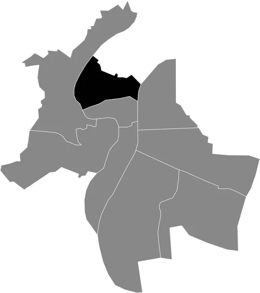 Mappa Della Posizione Nera Del Quarto Arrondissement Lyonnais Nella Capitale — Vettoriale Stock