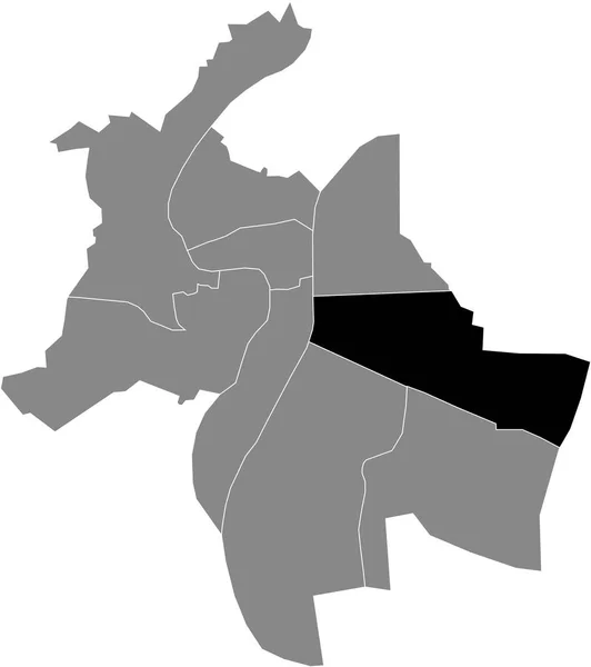フランスリヨン市内のリヨン第3地区の黒い地図 — ストックベクタ