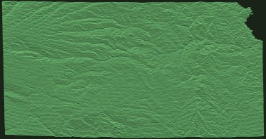 Kansas Federal Eyaleti Topografik askeri radar taktik haritası. Koyu yeşil arka planda zümrüt yeşil çizgiler var.