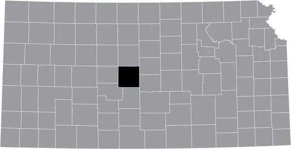 Abd Nin Kansas Eyaletinin Gri Haritasında Barton County Nin Siyah — Stok Vektör
