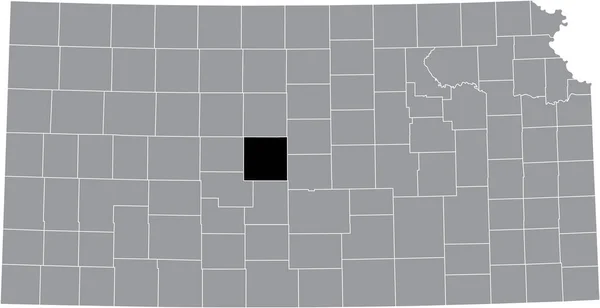 美国堪萨斯州联邦州内的巴顿县灰色地图上的黑色醒目位置图 — 图库矢量图片
