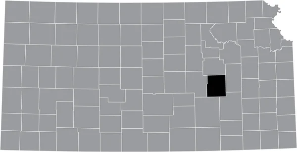Карта Местонахождения Округа Чейз Серой Карте Федерального Штата Канзас Сша — стоковый вектор
