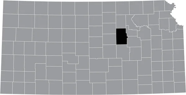 Kansas Federal Eyaleti Nin Gri Haritasında Dickinson County Nin Siyah — Stok Vektör