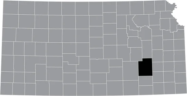 美国堪萨斯州绿林县灰色地图内的黑色醒目位置图 — 图库矢量图片