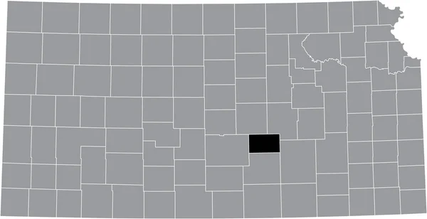 Schwarz Hervorgehobene Lagekarte Des Harvey County Innerhalb Der Grauen Karte — Stockvektor