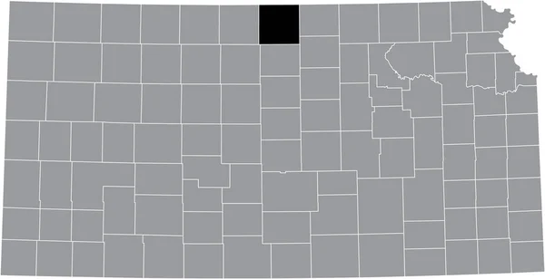 Kansas Federal Eyaleti Nin Gri Haritasında Jewell County Nin Siyah — Stok Vektör