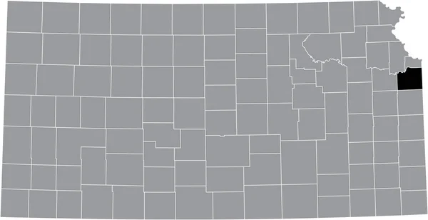 Black Highlighted Location Map Johnson County Gray Map Federal State — Stockvector