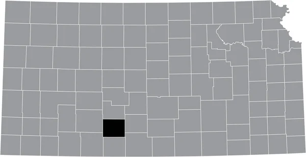 Kansas Federal Eyaleti Nin Gri Haritasında Kiowa Lçesi Nin Siyah — Stok Vektör