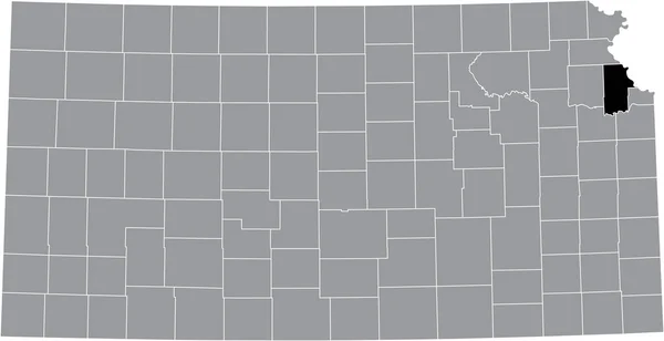 Black Highlighted Location Map Leavenworth County Gray Map Federal State — Stockvector