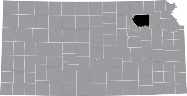 Abd Nin Kansas Eyaletinin Gri Haritasında Pottawatomie County Nin Siyah — Stok Vektör