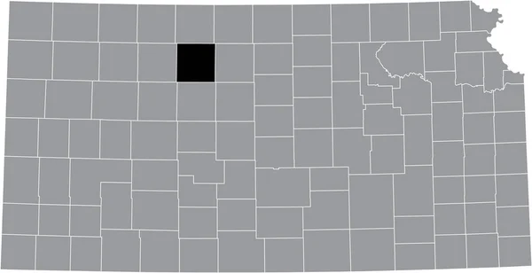 Black Highlighted Location Map Rooks County Gray Map Federal State — Stockový vektor