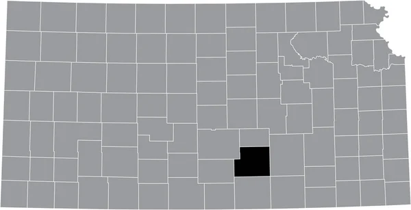 美国堪萨斯州联邦州内的Sedgwick县灰色地图上的黑色醒目位置图 — 图库矢量图片